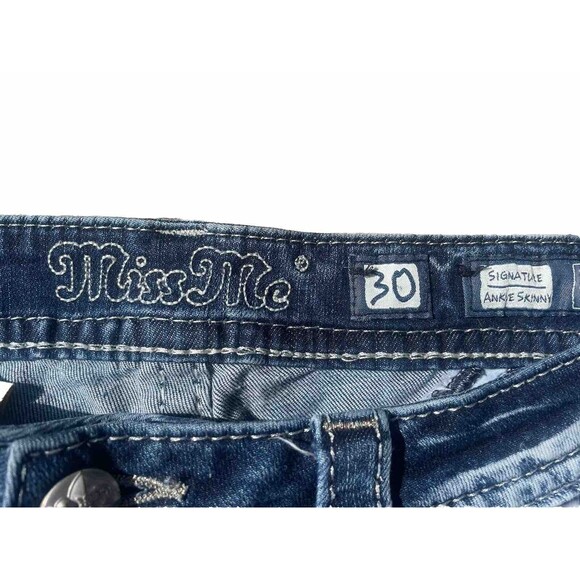 Miss Me Signature Ankle Skinny Denim Blue Jeans Size 30 Medium Wash J3308AKA - Picture 4 of 5